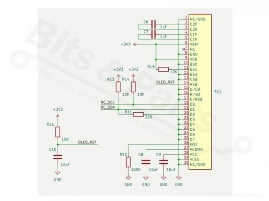 Display OLED 128x160 1,3 Inch I2C Wit met EC11 Rotary Encoder